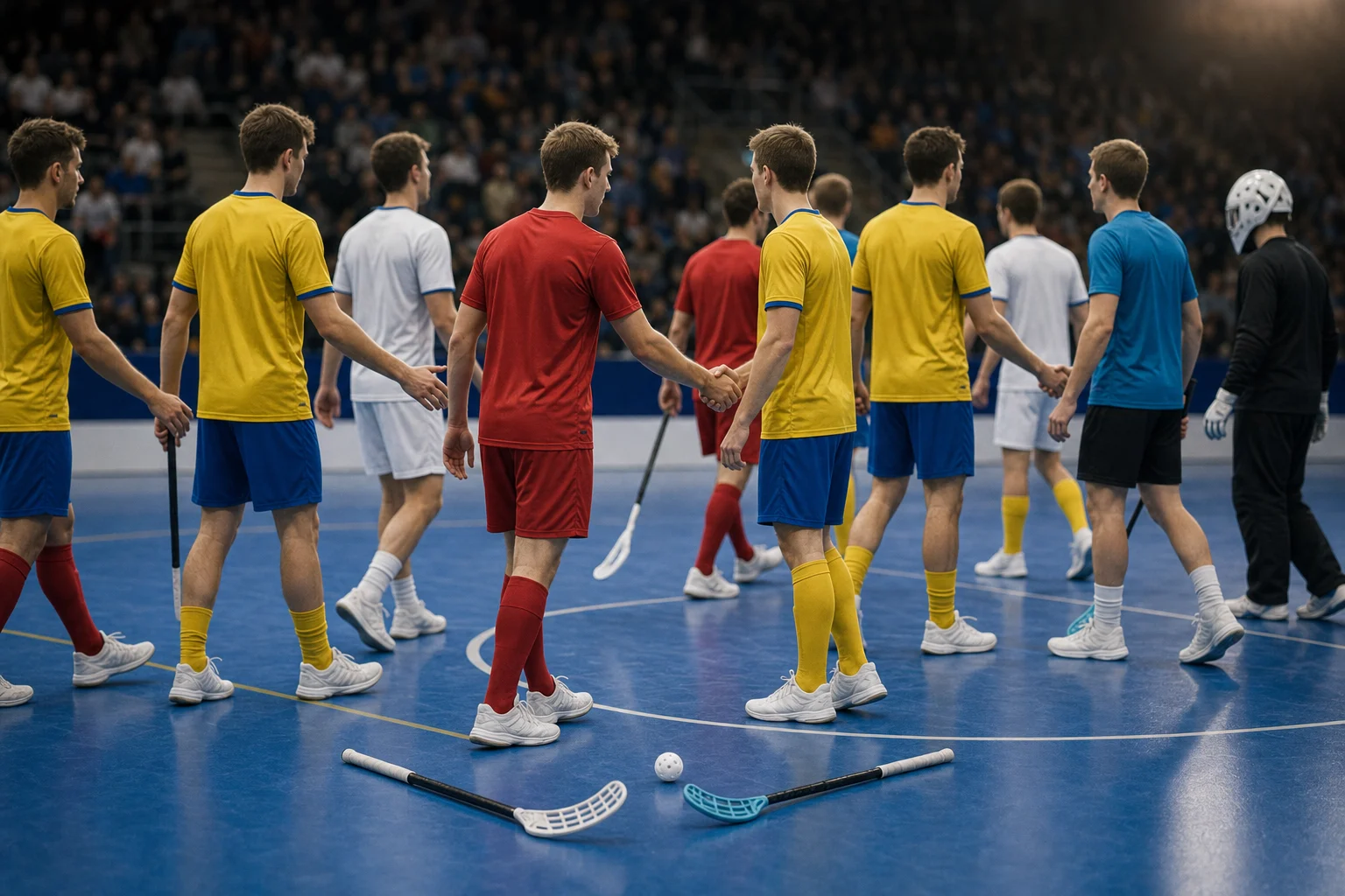 Innebandyklubba och boll med ordlistetema